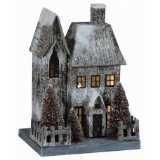 Χριστουγεννιάτικο Διακοσμητικό Σπιτάκι Χιονισμένο με LED (28cm)